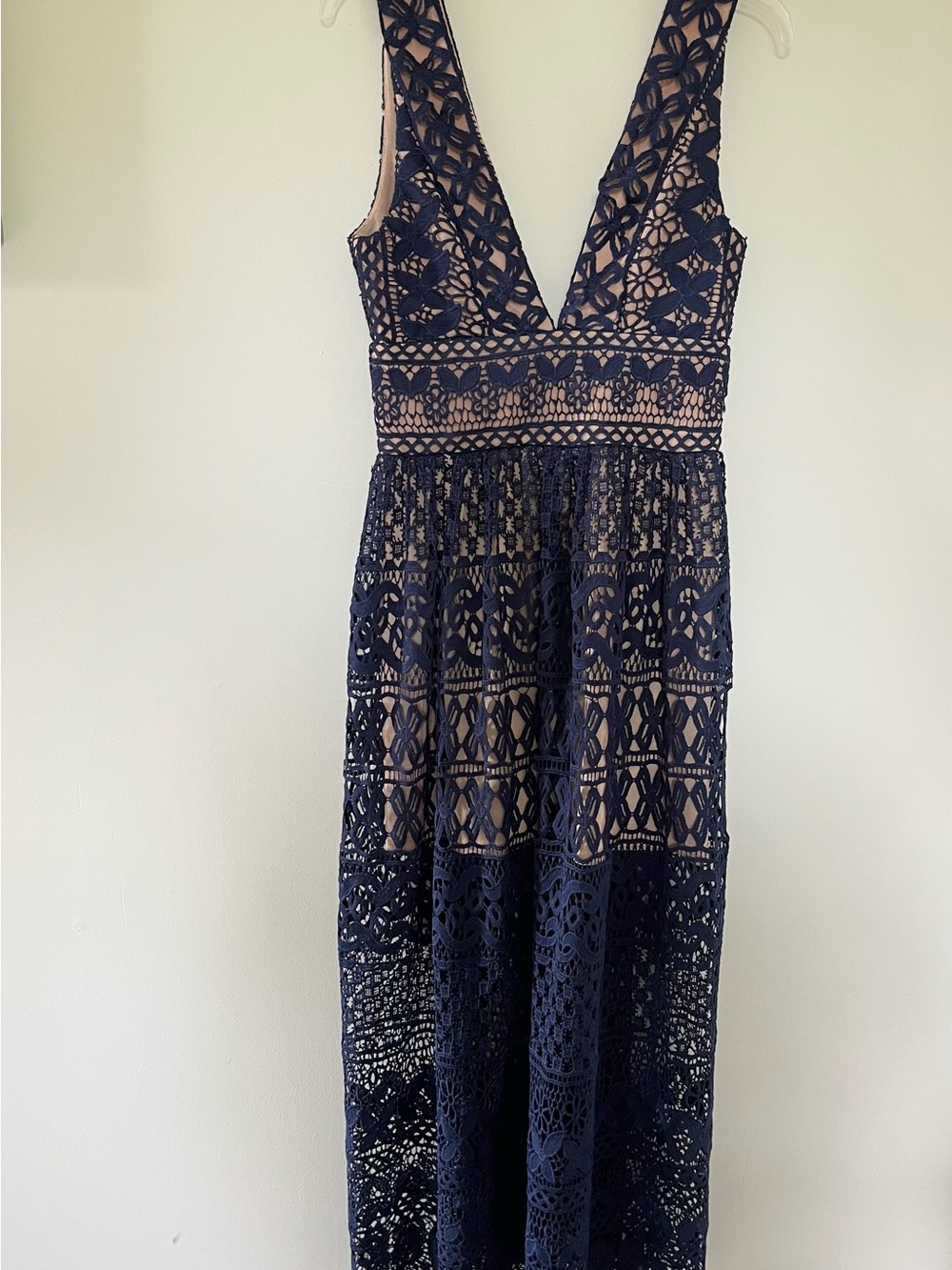 Navy Blue Lace Maxi Dress Size Medium